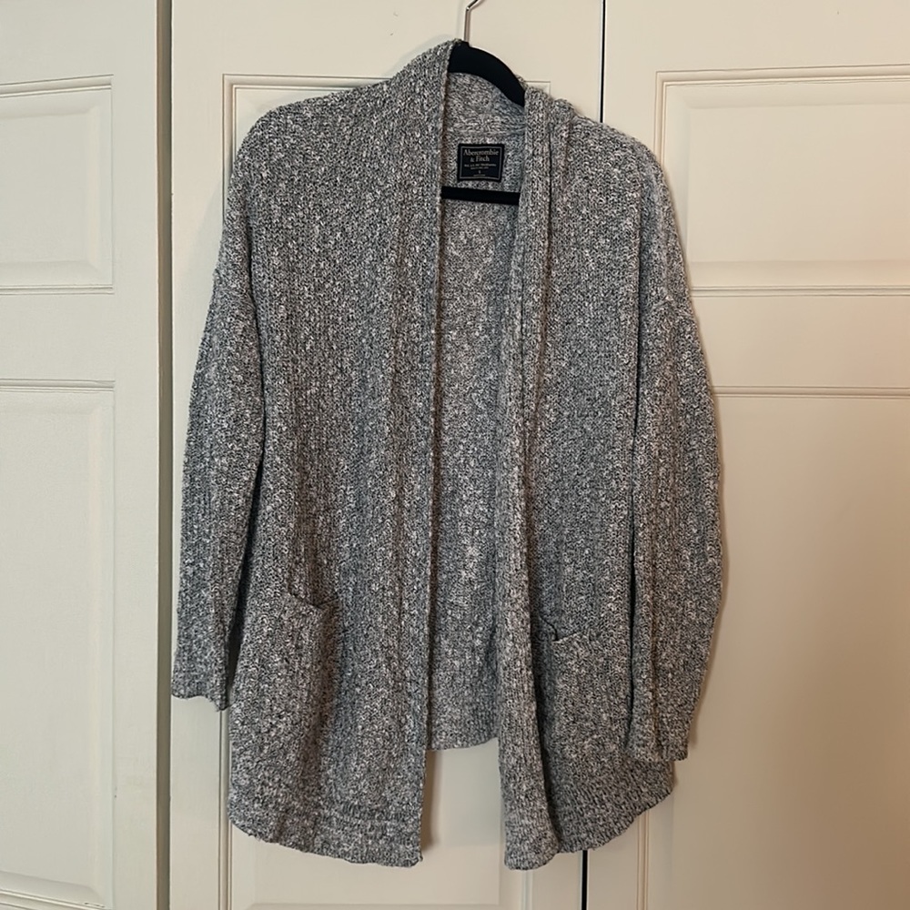 Abercrombie & Fitch black and white marled over-sized cardigan